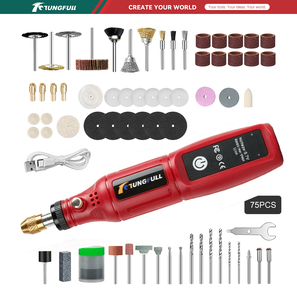 Jewelry Making Workshops - TUNGFULL 3.7V Bezprzewodowy Obrotowy Narzędzie Wielofunkcyjne