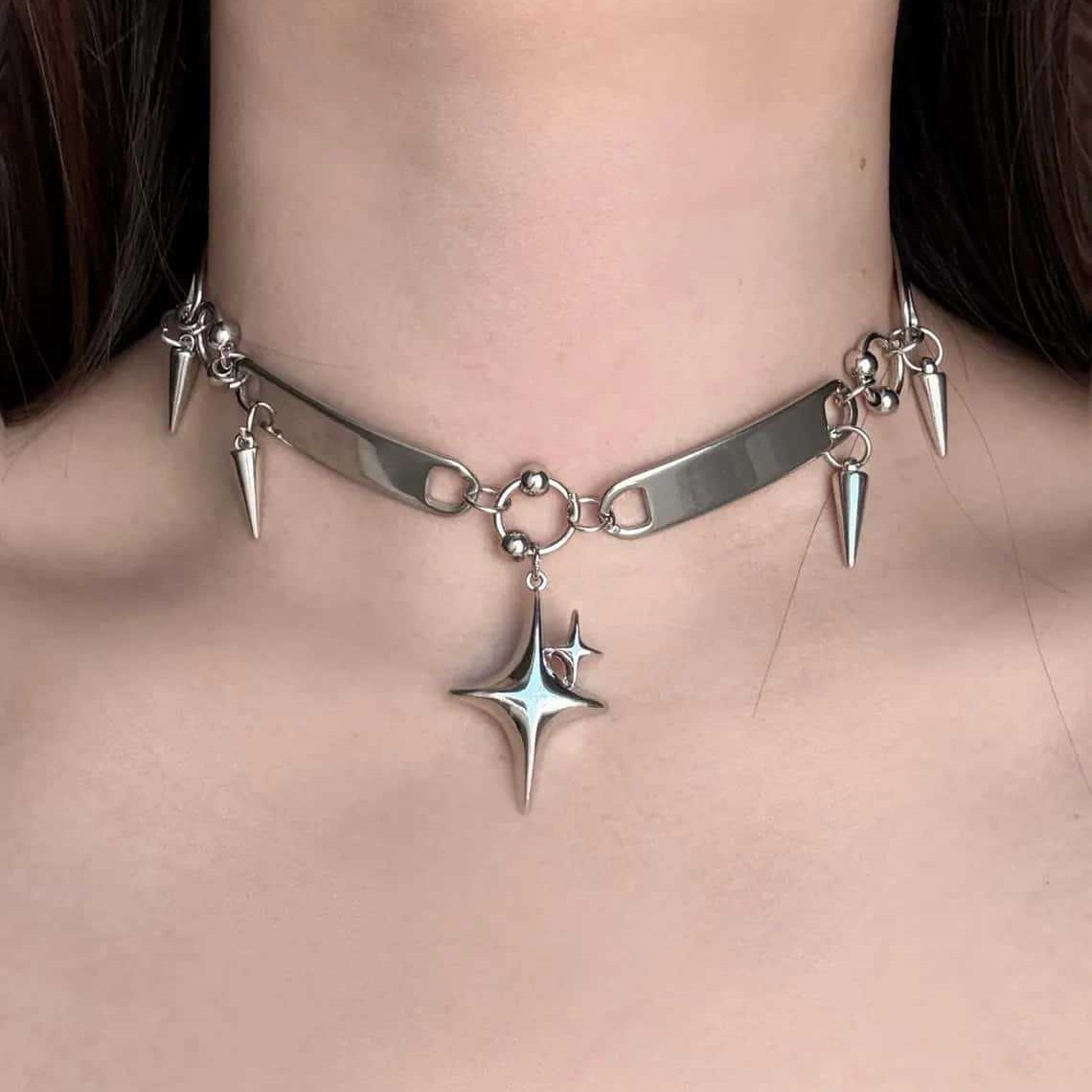 Jewelry Making Necklaces - Punkowy choker z nitami, biżuteria rockowa,