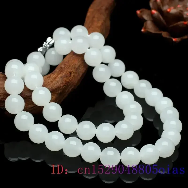 Jewelry Making Necklaces - Biały Jadeit Naszyjnik z koralików Koraliki