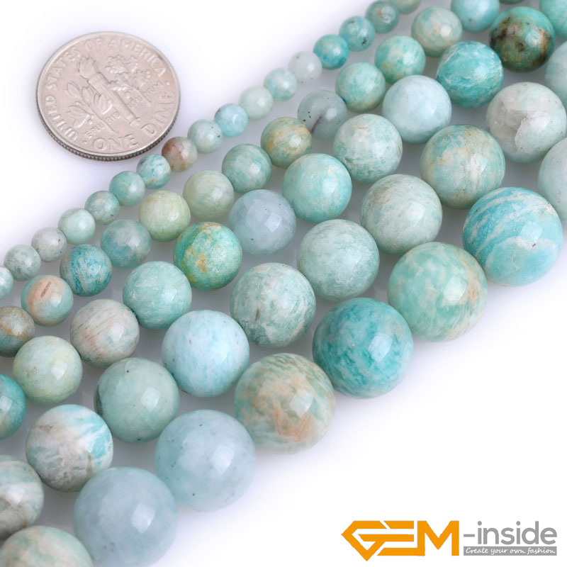 Jewelry Making Gemstones - Naturalny kamień Afryka Niebieski Amazonit Okrągłe