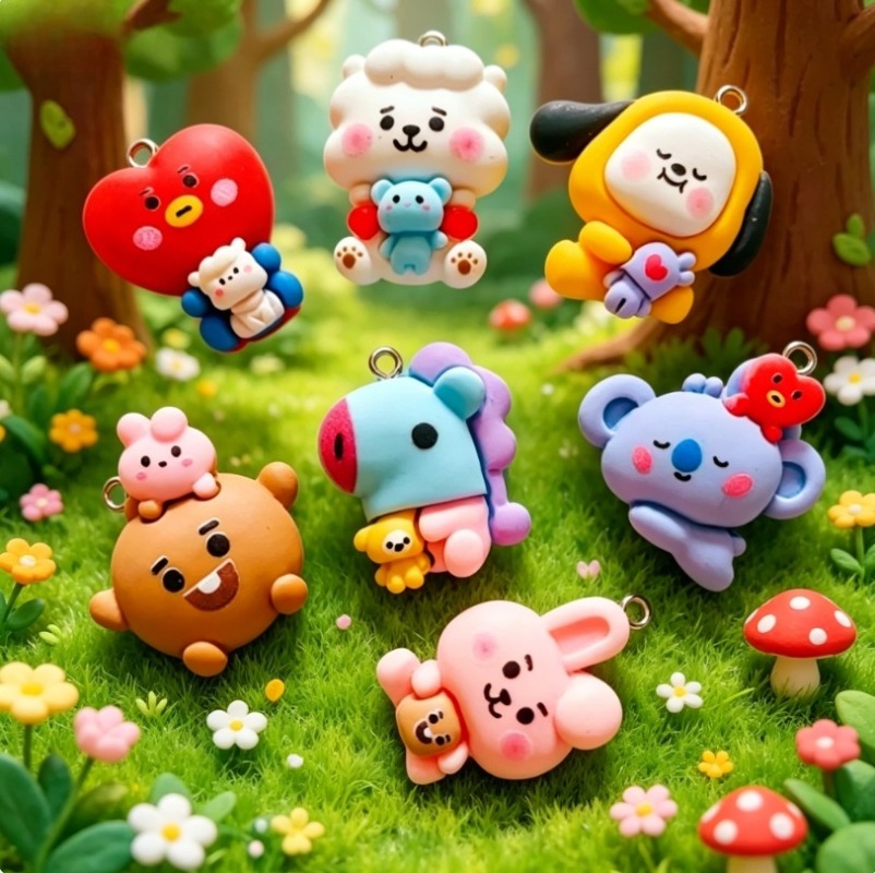 7 szt. BT21 Żywiczne Charmsy z – Jewelry Making Necklaces recenzja i cena